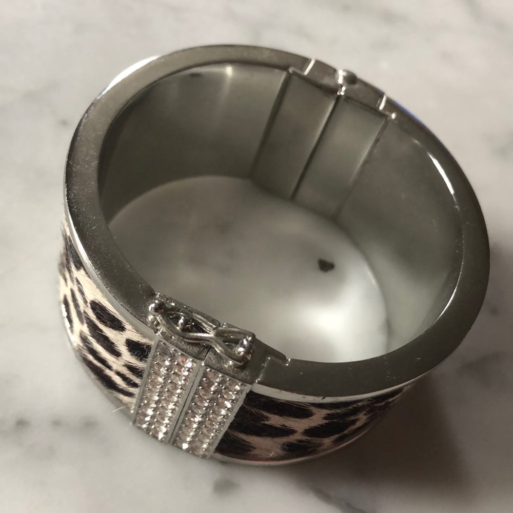 Ann Taylor Silver Rhinestone Animal Printed Cuff - Picture 2 of 8